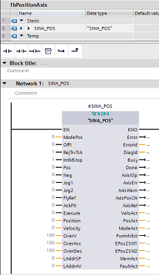 SINA_POS Function Block Default