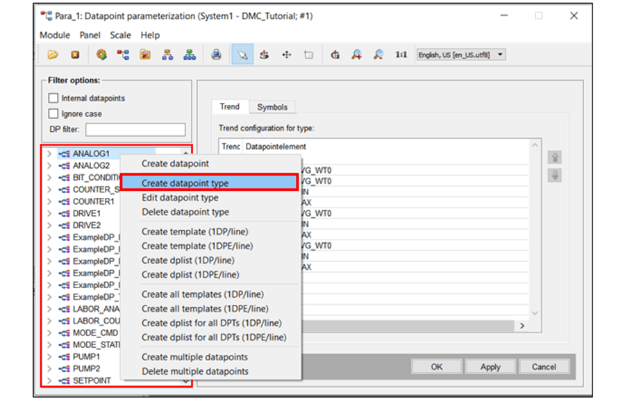 create datapoint type