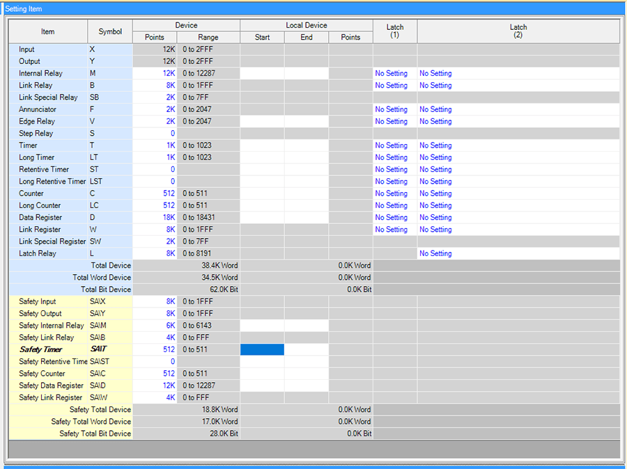 Setting Item Device