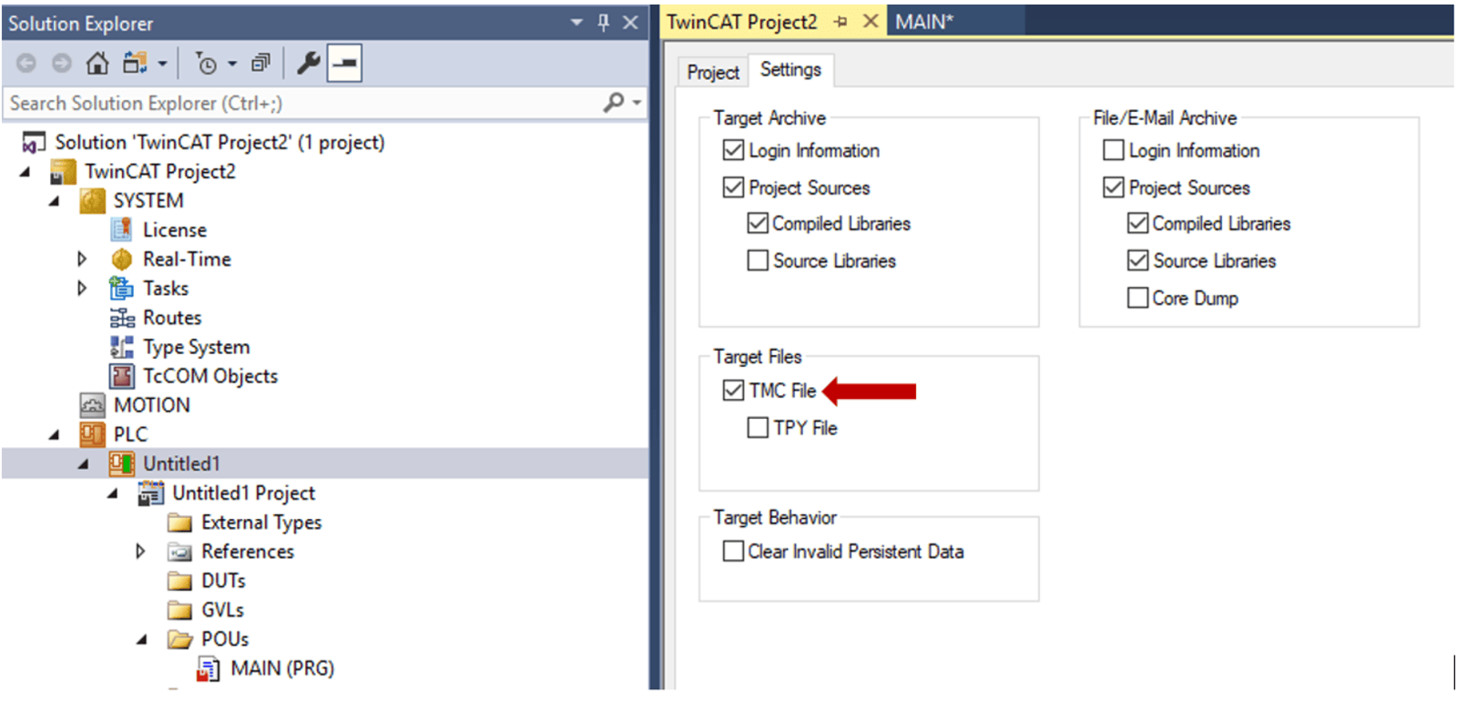 TMC File options