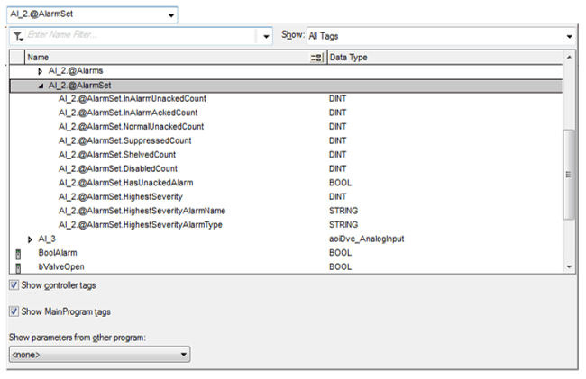 @AlarmSet properties are accessed just like @Alarm properties but they only exist for alarms generated by alarm sets