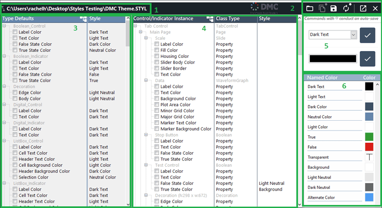 Style configuration tool menu