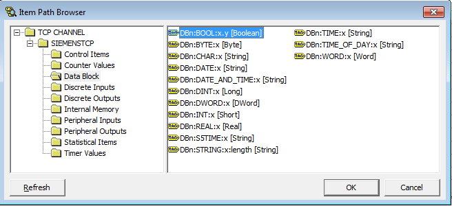 Generic data types in MatrikonOPC Server for Siemens PLCs