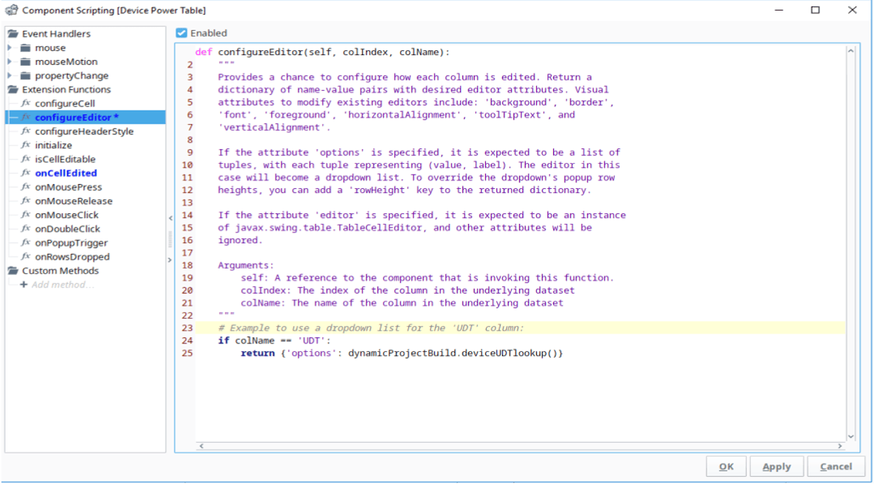 Ignition device creation window