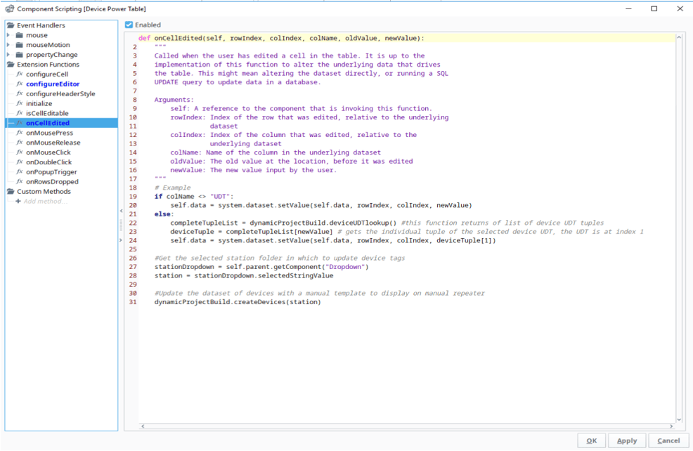 Ignition onCellEdited script