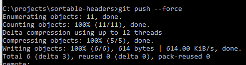 Run the command: git push --force