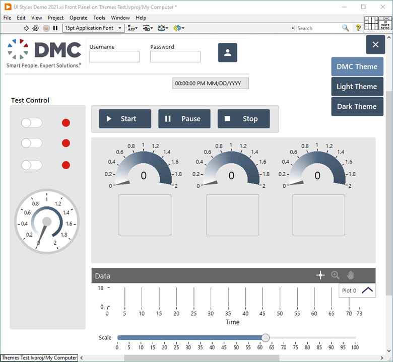 Example UI of a LabVIEW application