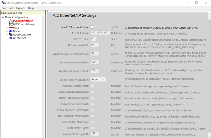 Magnemotion configurator PLC ethernet settings