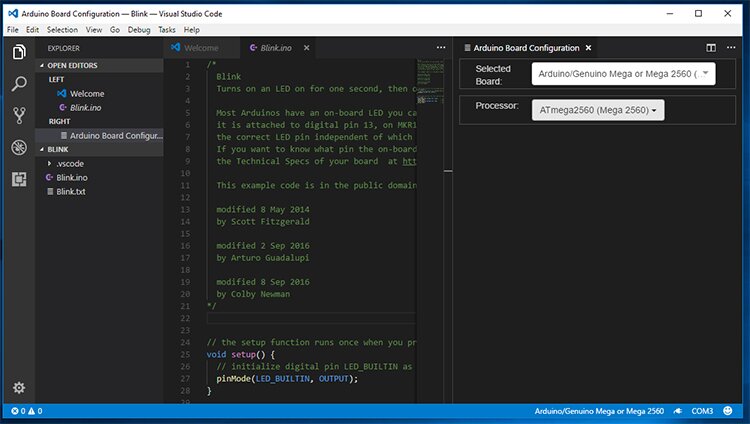 Screenshot of board selection in VSCode.