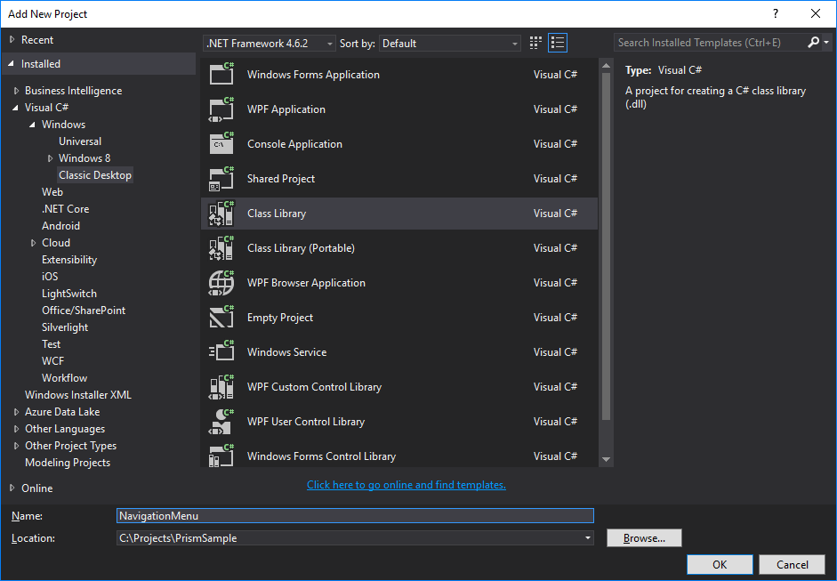 Prism Module Library for Navigation Menu