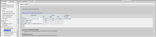 Access control in Siemens TIA Portal