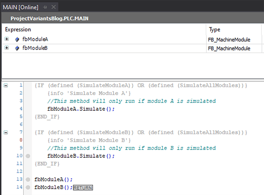 Twincat Project Variants Interface