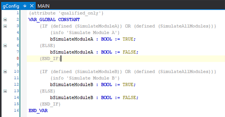 TwinCAT project variants interface