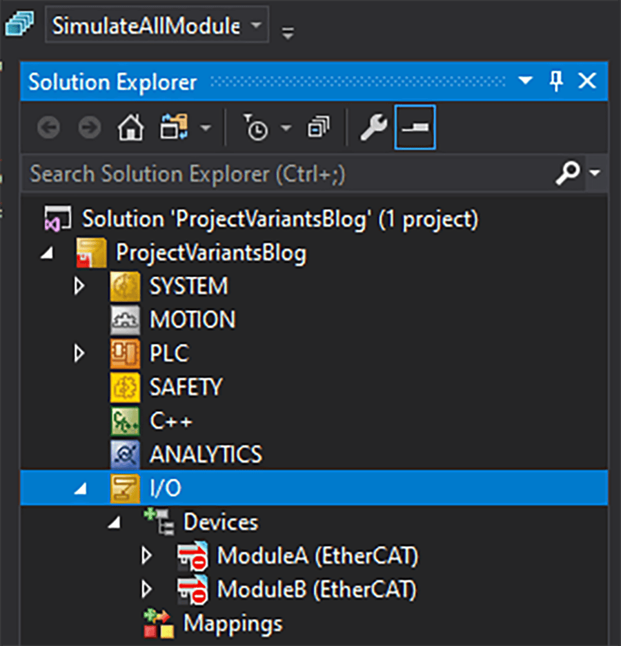 Twincat Project Variants Interface