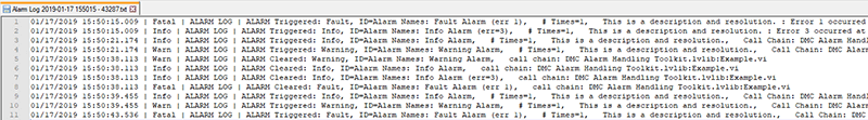 Alarm Handling Toolkit Logging