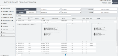 Battery SCADA transaction log