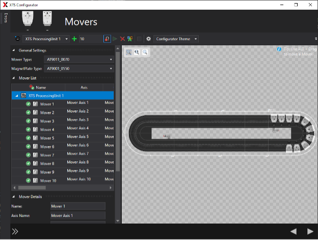 configure beckhoff xts movers