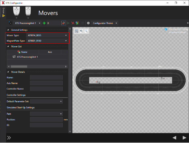 configure beckhoff xts movers