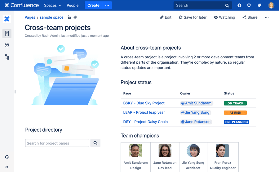 Confluence project screenshot