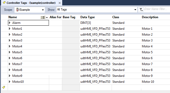 Alarm controller tags