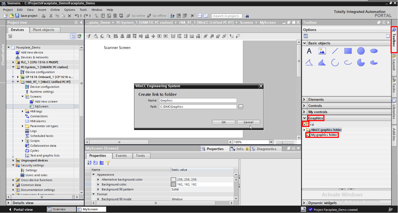 Creating Faceplates in WinCC Unified