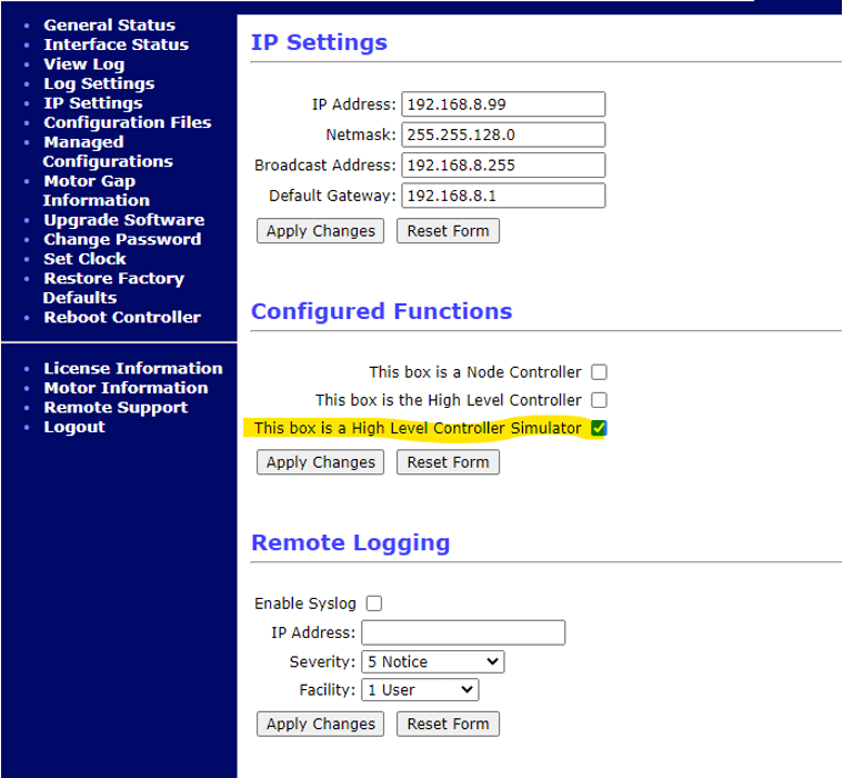 IP Settings window