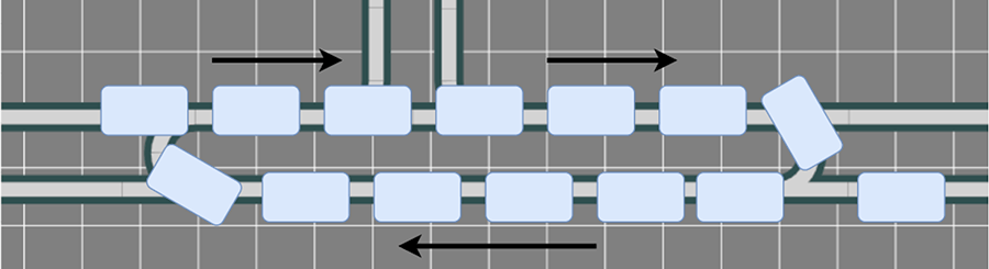 Traffic jam on a Magnemotion Track