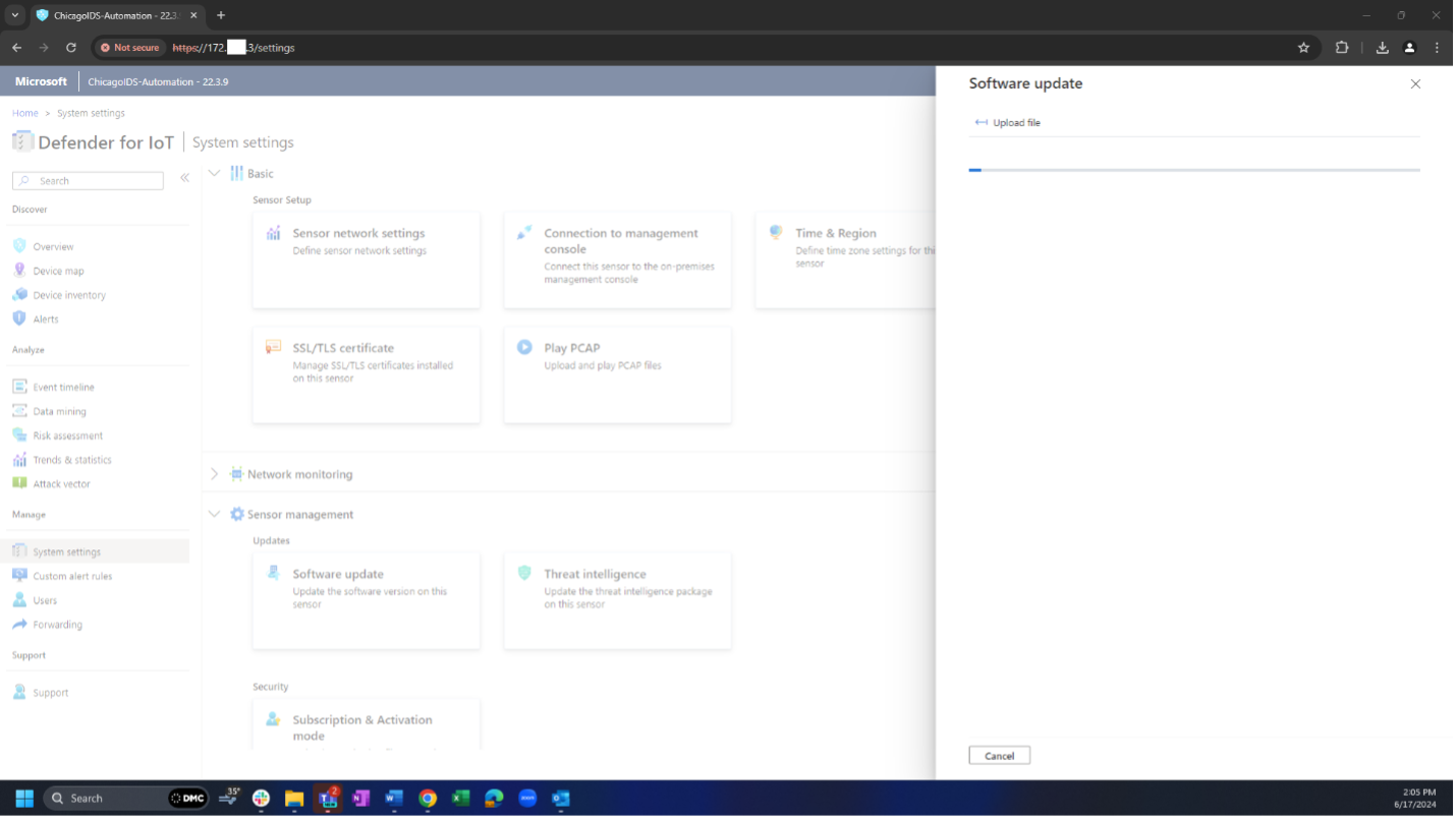 Microsoft Defender for IoT software update