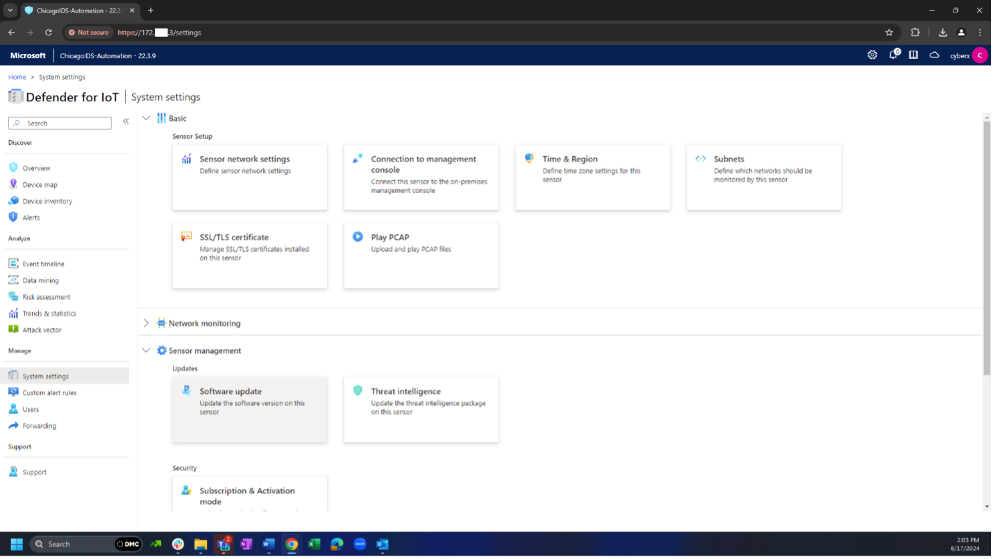 Microsoft Defender for IoT system settings