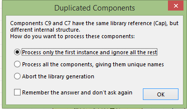 Duplicated components interface in Altium Designer