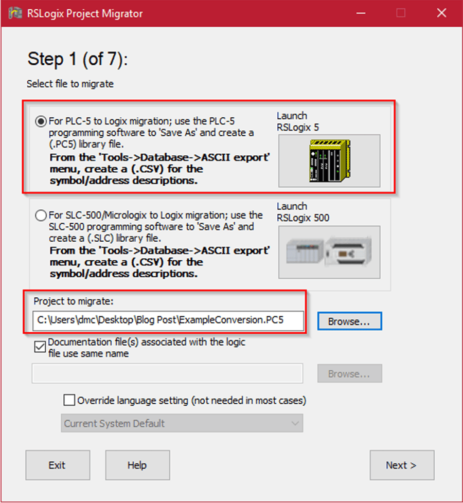 RSlogix project migrator step 1