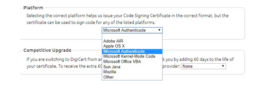 selecting platform