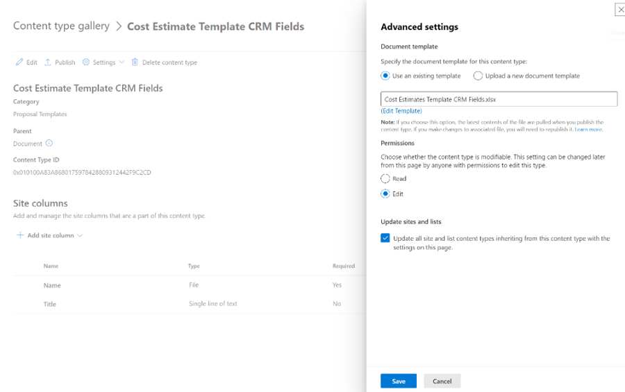 Adding a content type to SharePoint Online