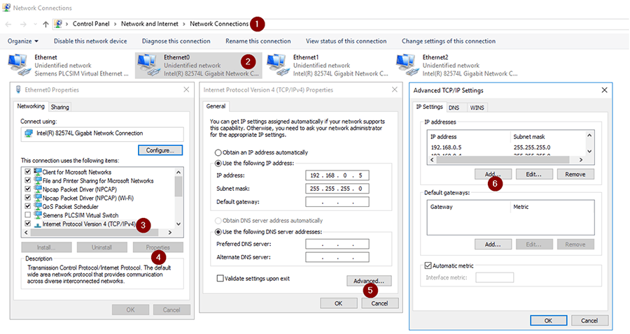 Network Connections Settings Menu