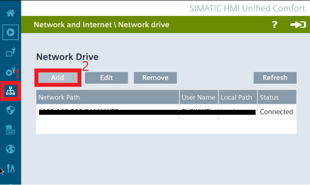 Configured Network Drive Displays “Connected” on the Unified Panel