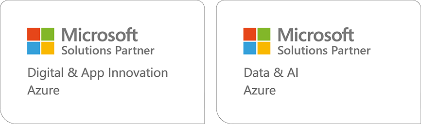 Microsoft Solutions Partner Logos: Digital & App Innovation Azure, Data & AI Azure