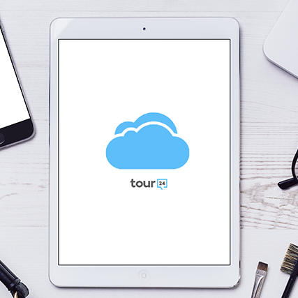 Apartment tour app launching on a tablet